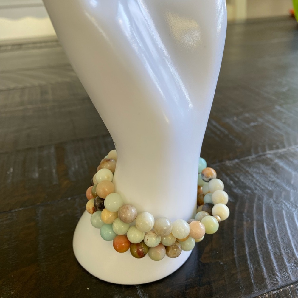 Multicolor Amazonite Beaded Stretch Bracelet Set … - image 2